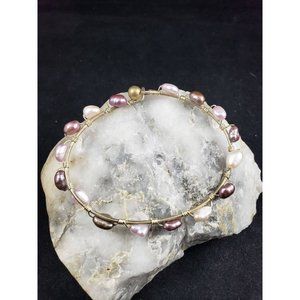 Colored Pearls and Silver Bracelet
